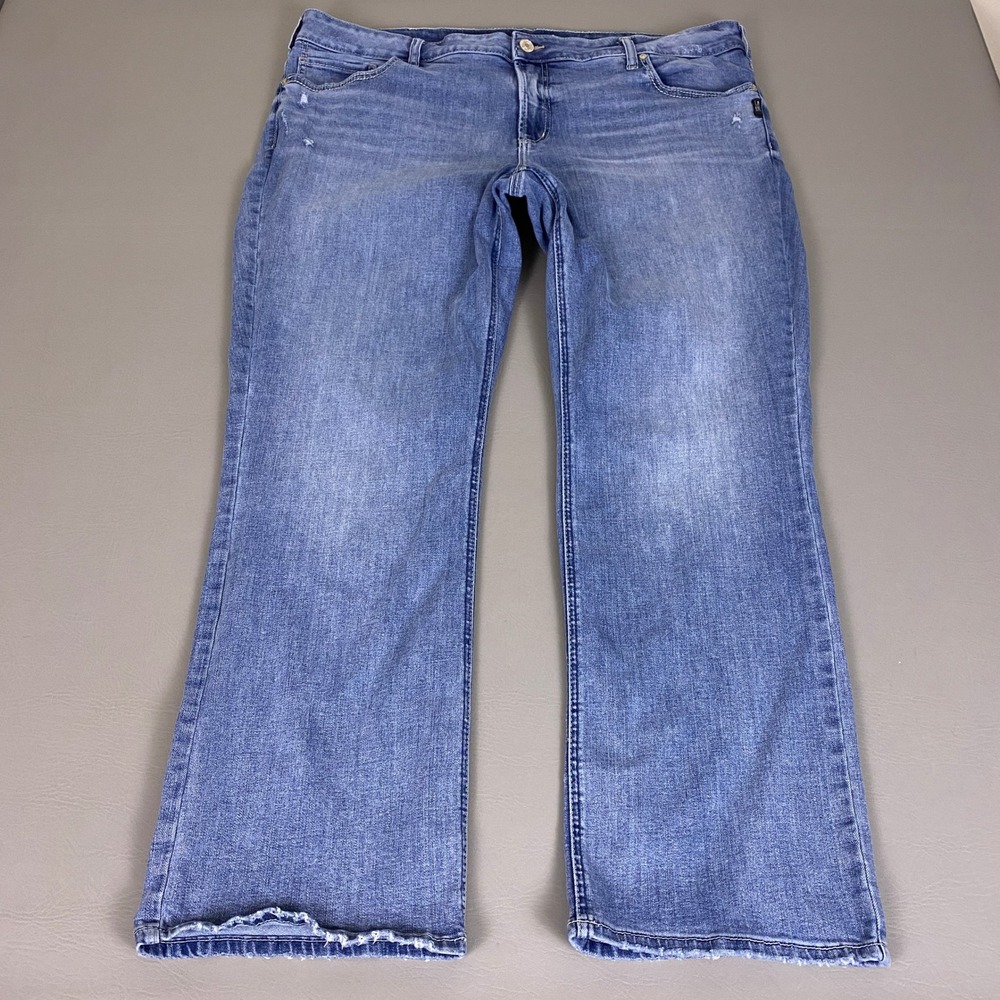 Silver Jeans Co Elyse Slim Boot Jeans Plus Size 20W Blue Denim Distressed